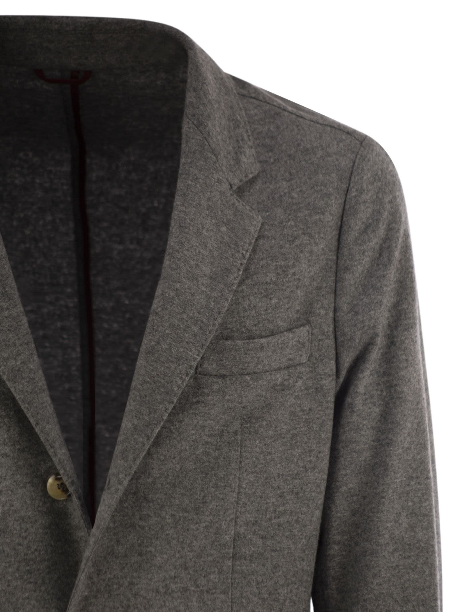 Brunello Cucinelli Men Cashmere Jersey Blazer With Patch Pockets - 4