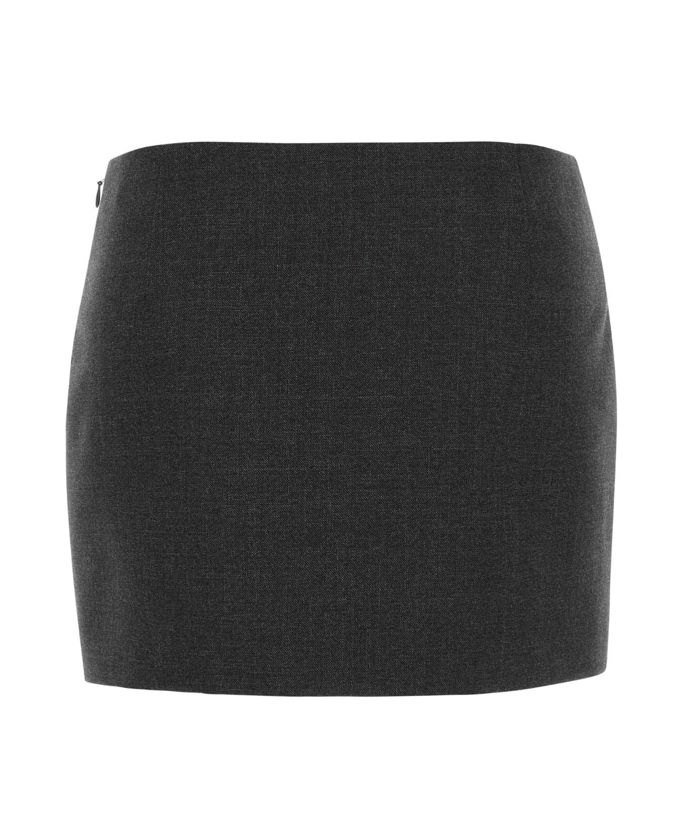 Charcoal Wool Mini Skirt - 2
