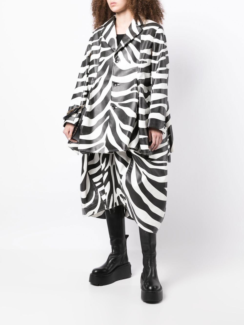 zebra-print single-breasted coat - 2