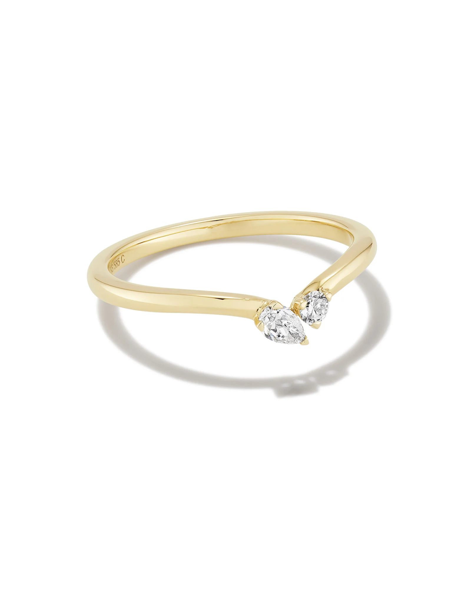 0.16 ct Lab Grown White Diamond Toi et Moi Band Ring in 14k Yellow Gold - 1