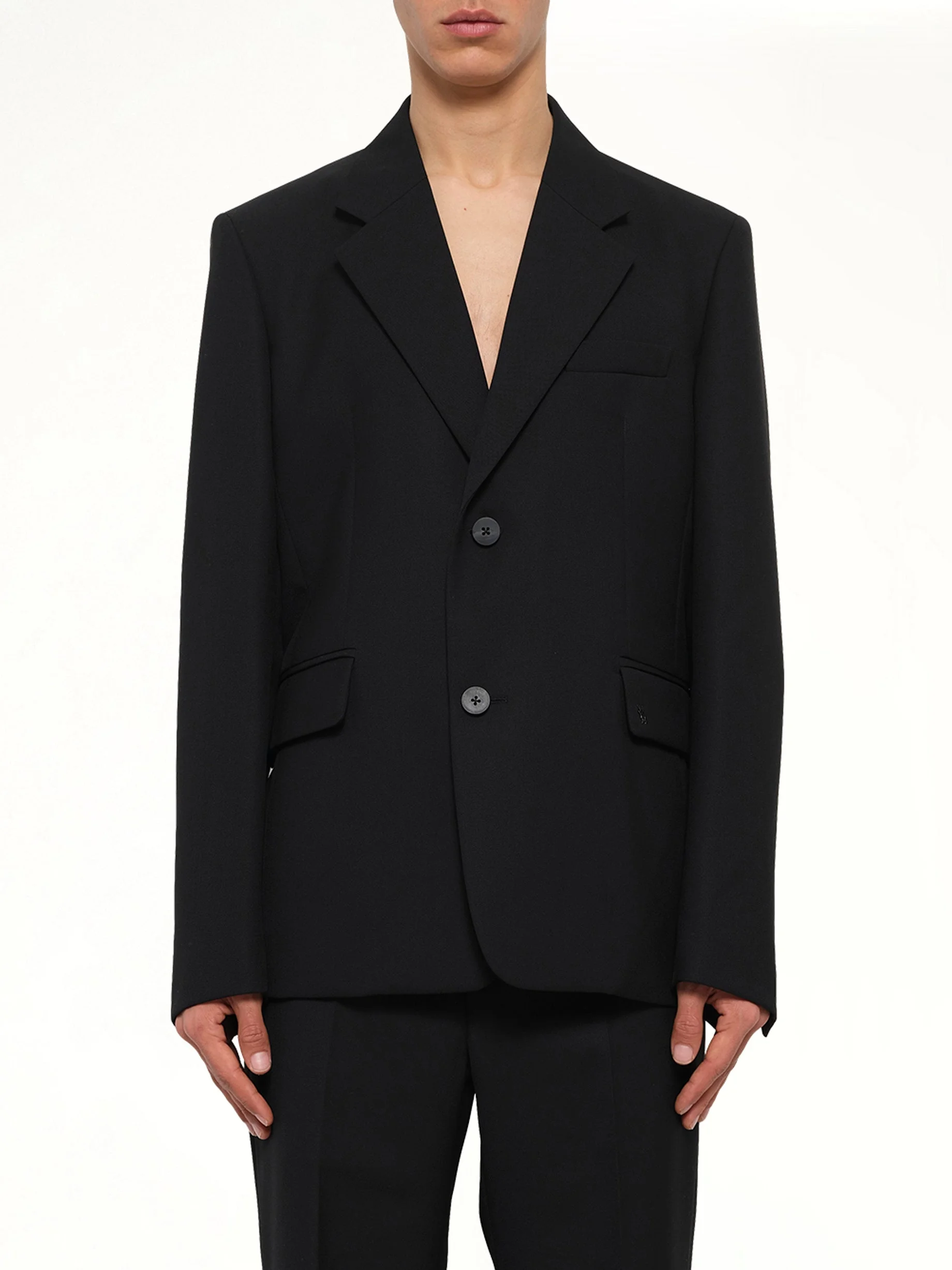 2 Button Wool Blazer in Black - 1