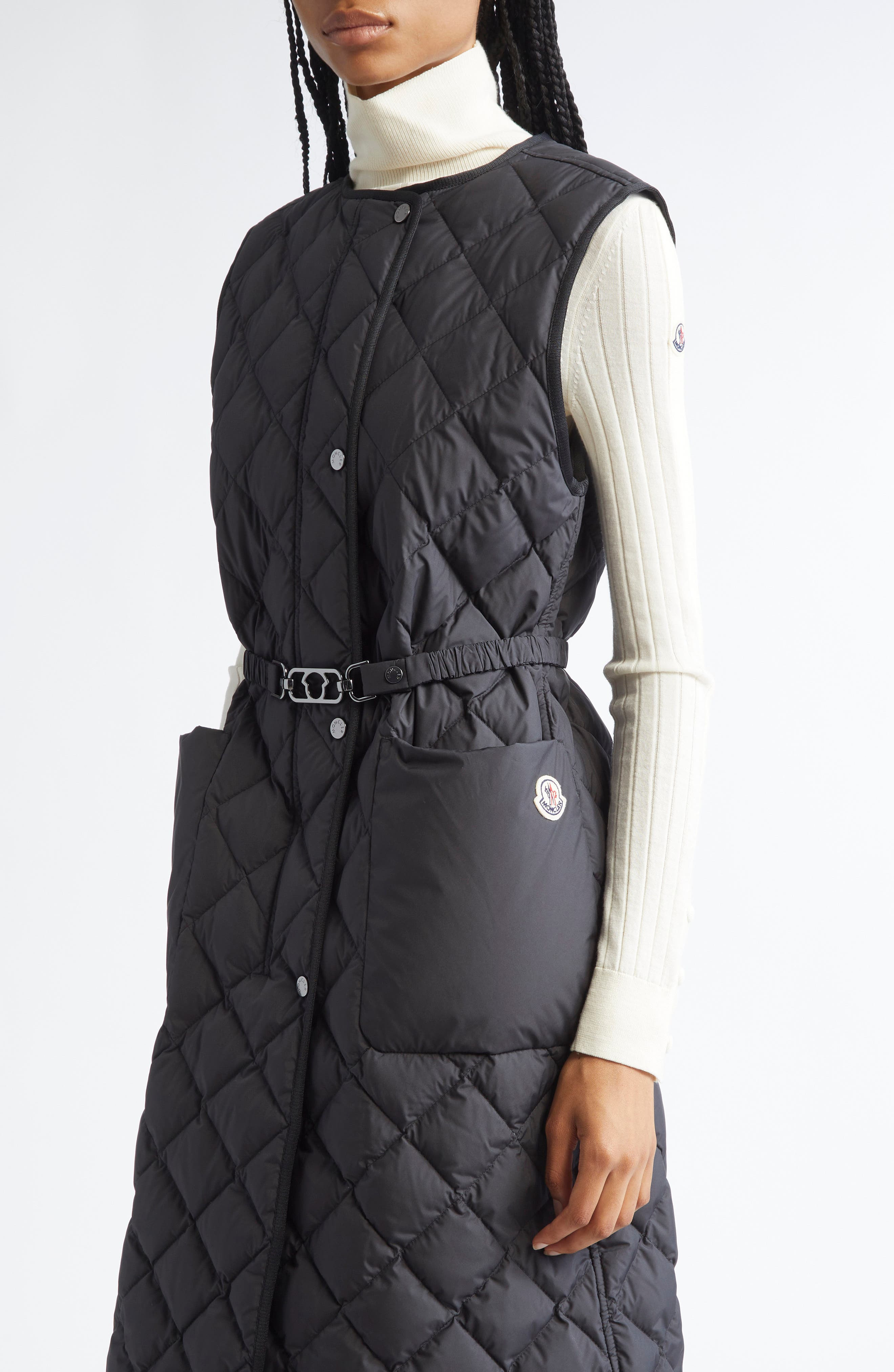 Moncler Butor Diamond Quilted Long Down Vest in Black at Nordstrom - 4