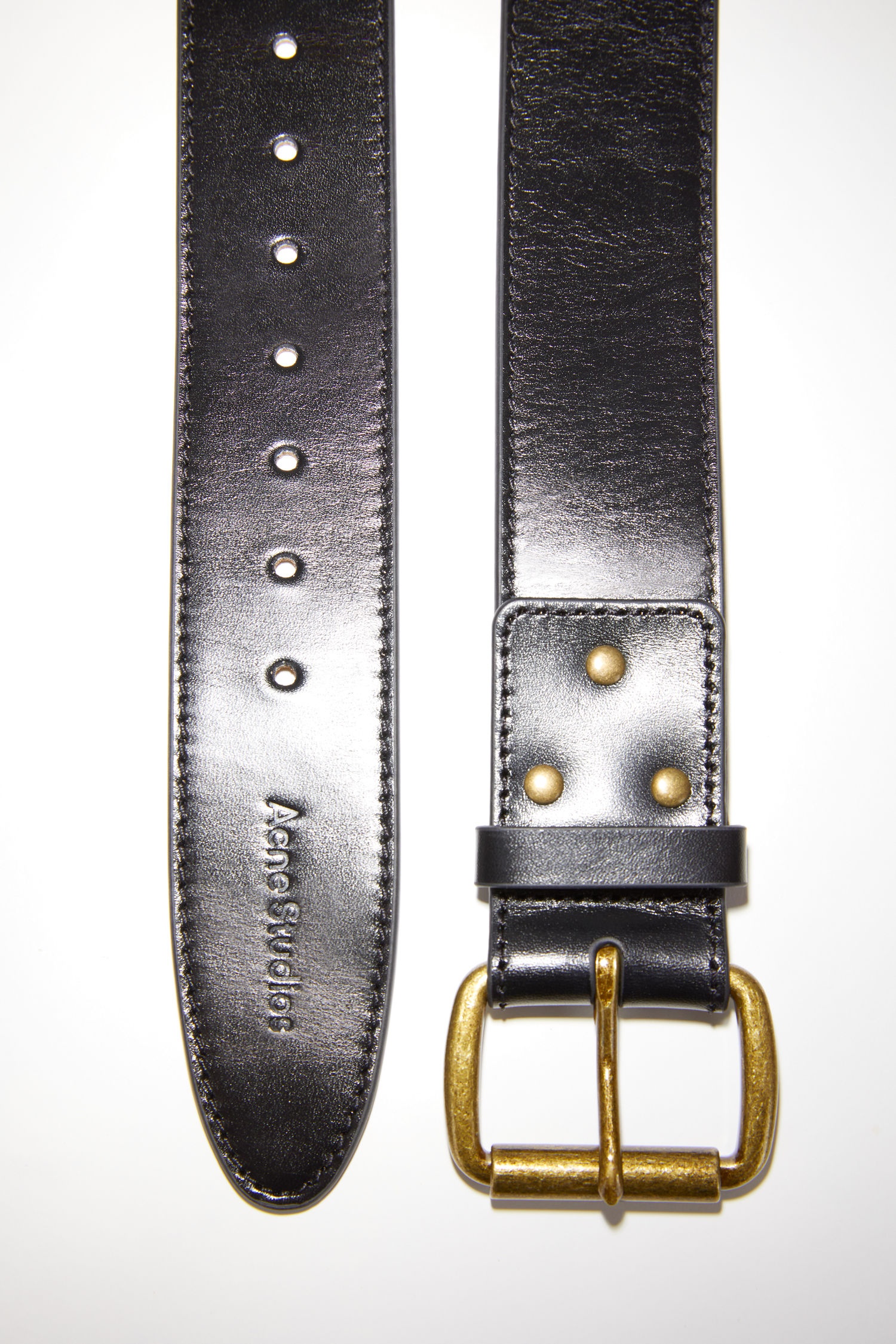 Wide leather belt - Black - 2