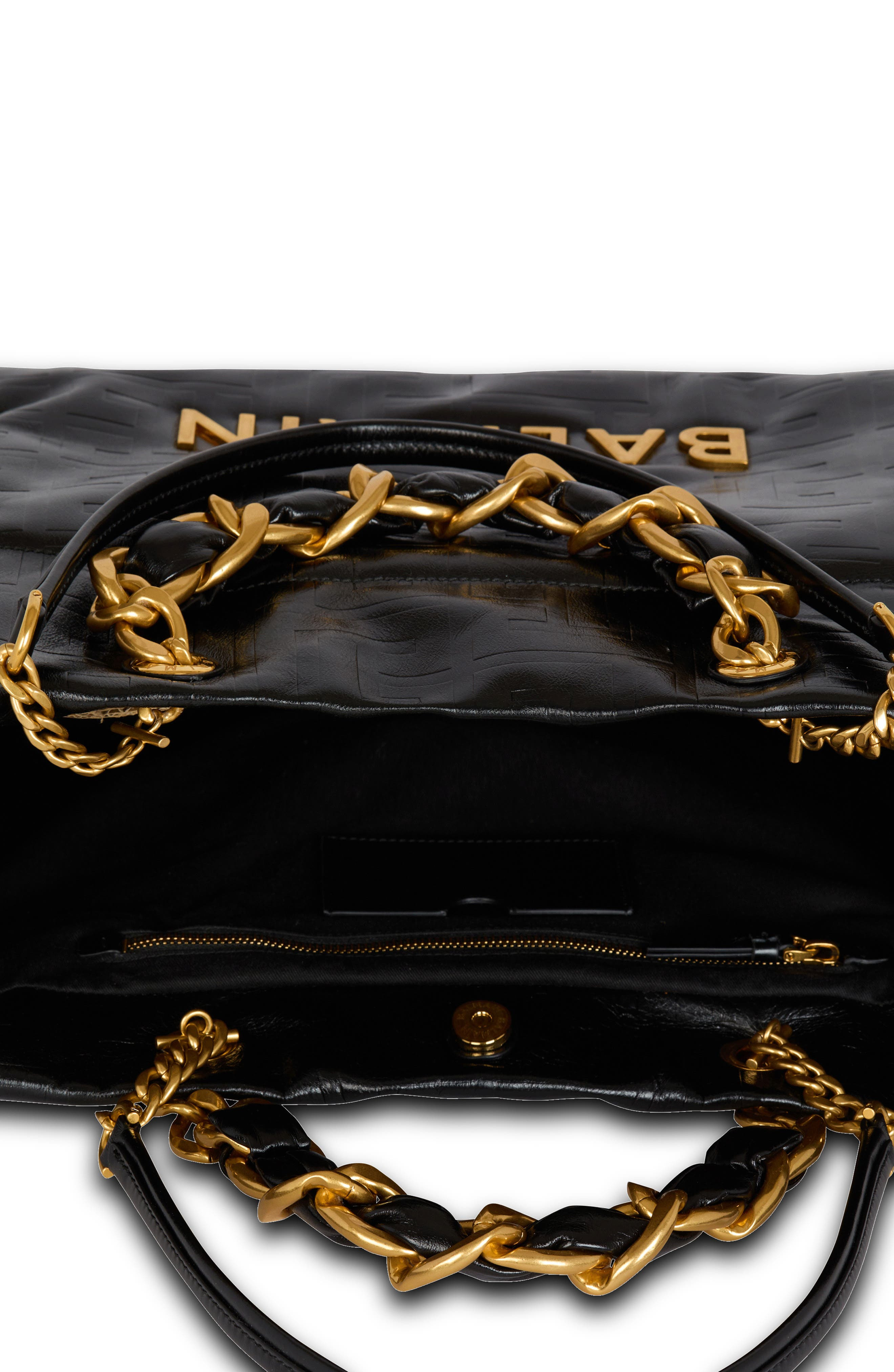 Balmain 1945 Monogram Embossed Soft Leather Tote in 0Pa Black at Nordstrom - 3