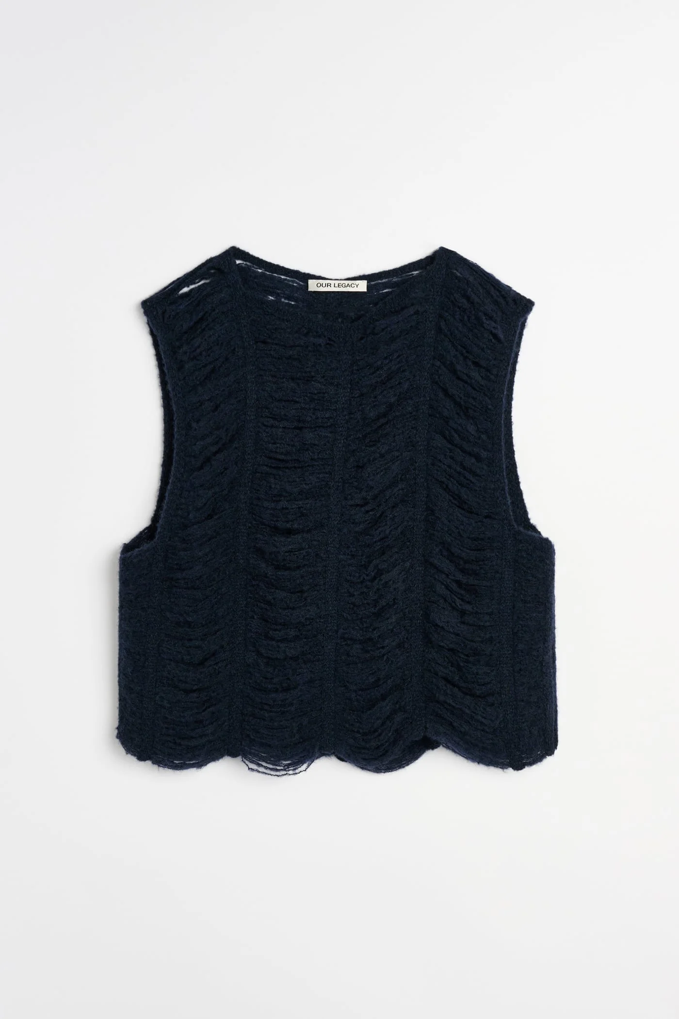 Rib Cage Vest Navy Blue Fringe Alpaca - 1
