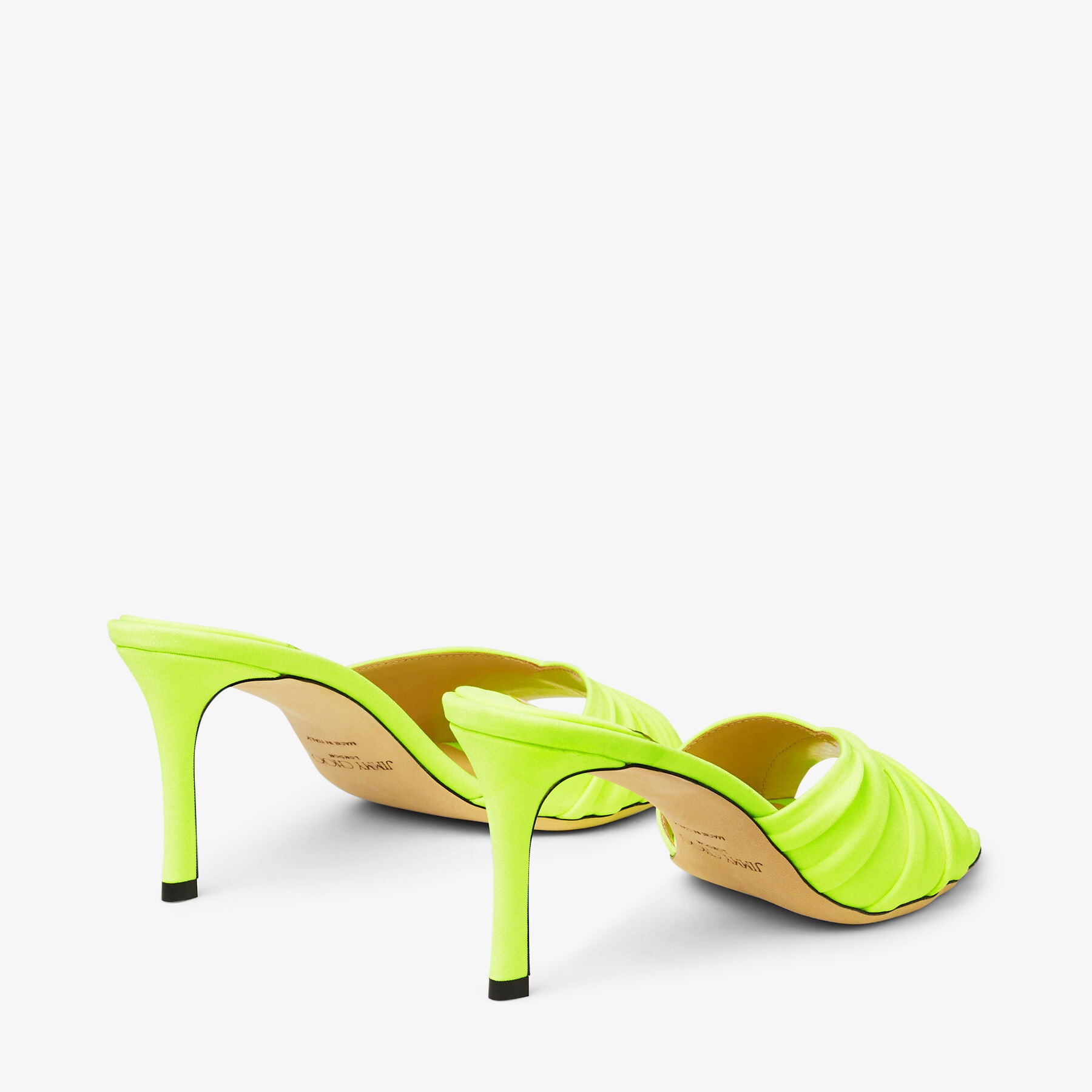JIMMY CHOO Basil Mule 75 Neon Apple Green Glossy Jersey