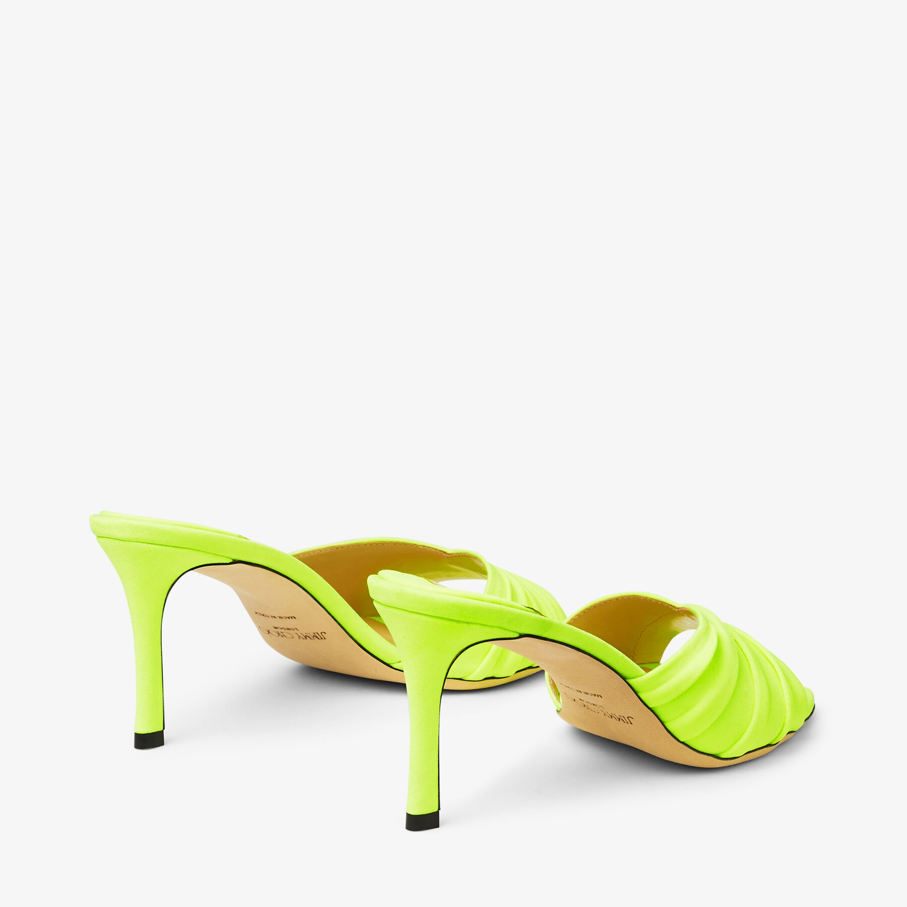 Basil Mule 75
Neon Apple Green Glossy Jersey Mules - 6