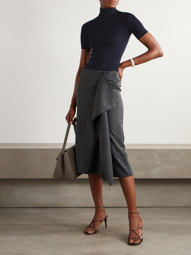 SA SU PHI Ribbed-knit cashmere and silk-blend sweater Navy outlook