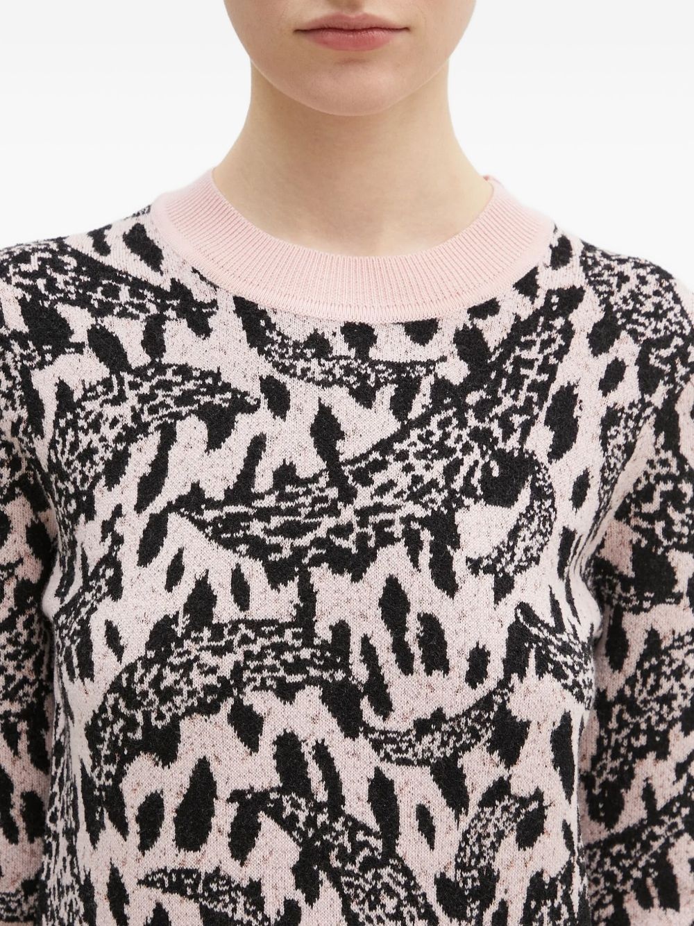 leopard-jacquard crew-neck sweater - 5
