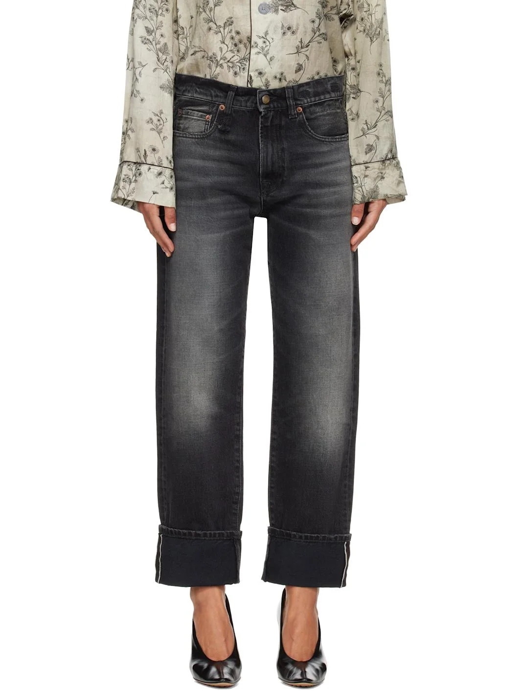 Black Cuffed BF Jeans - 1