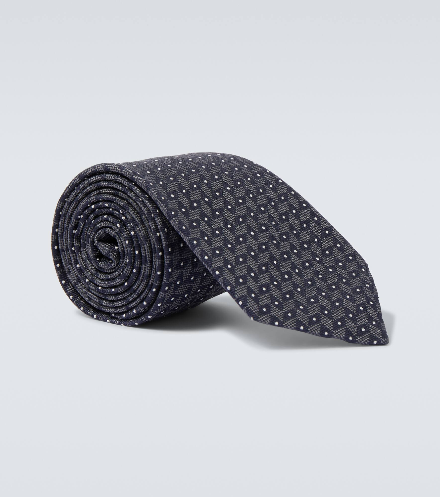 Chevron silk twill jacquard tie - 1