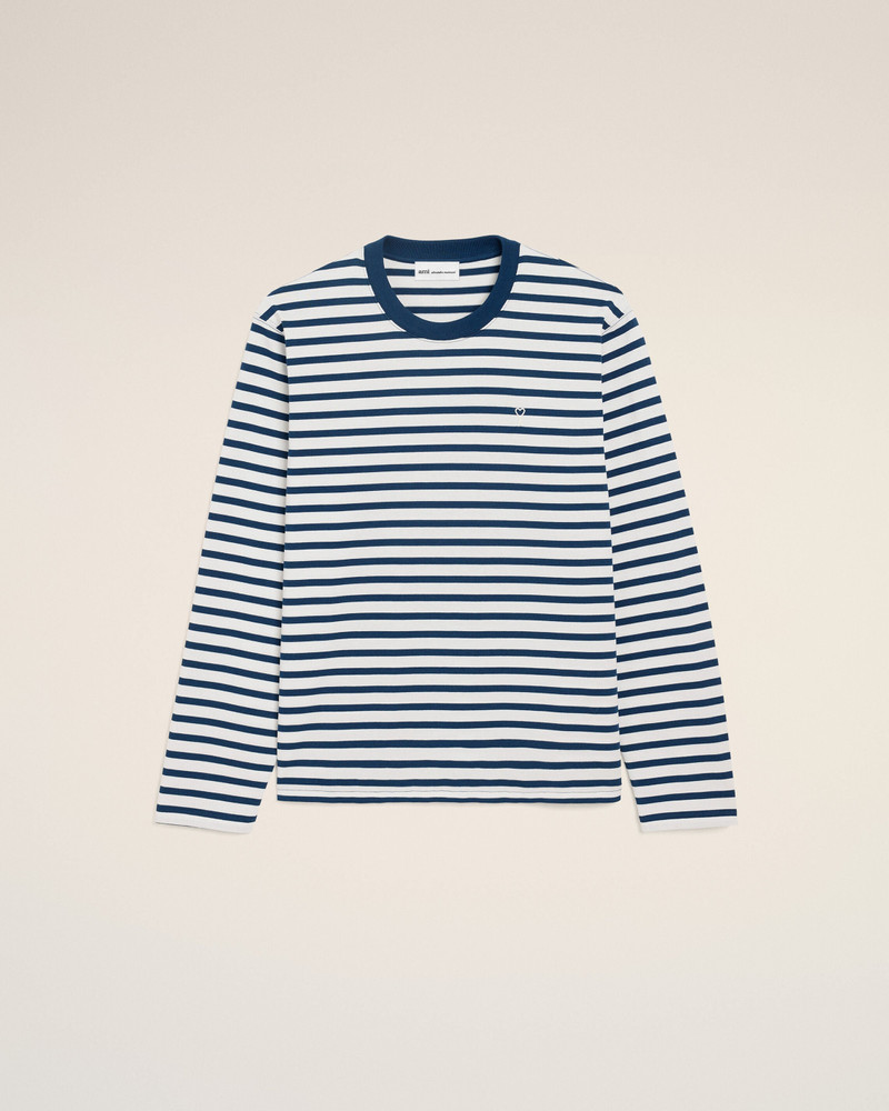BLUE COTTON LONG SLEEVES MARINIERE AMI DE COEUR T-SHIRT 1