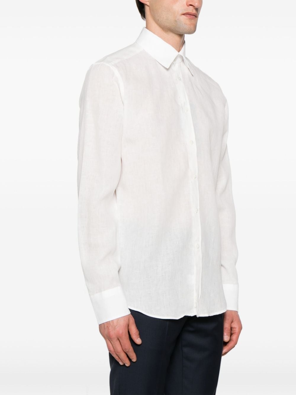classic-collar linen shirt - 3
