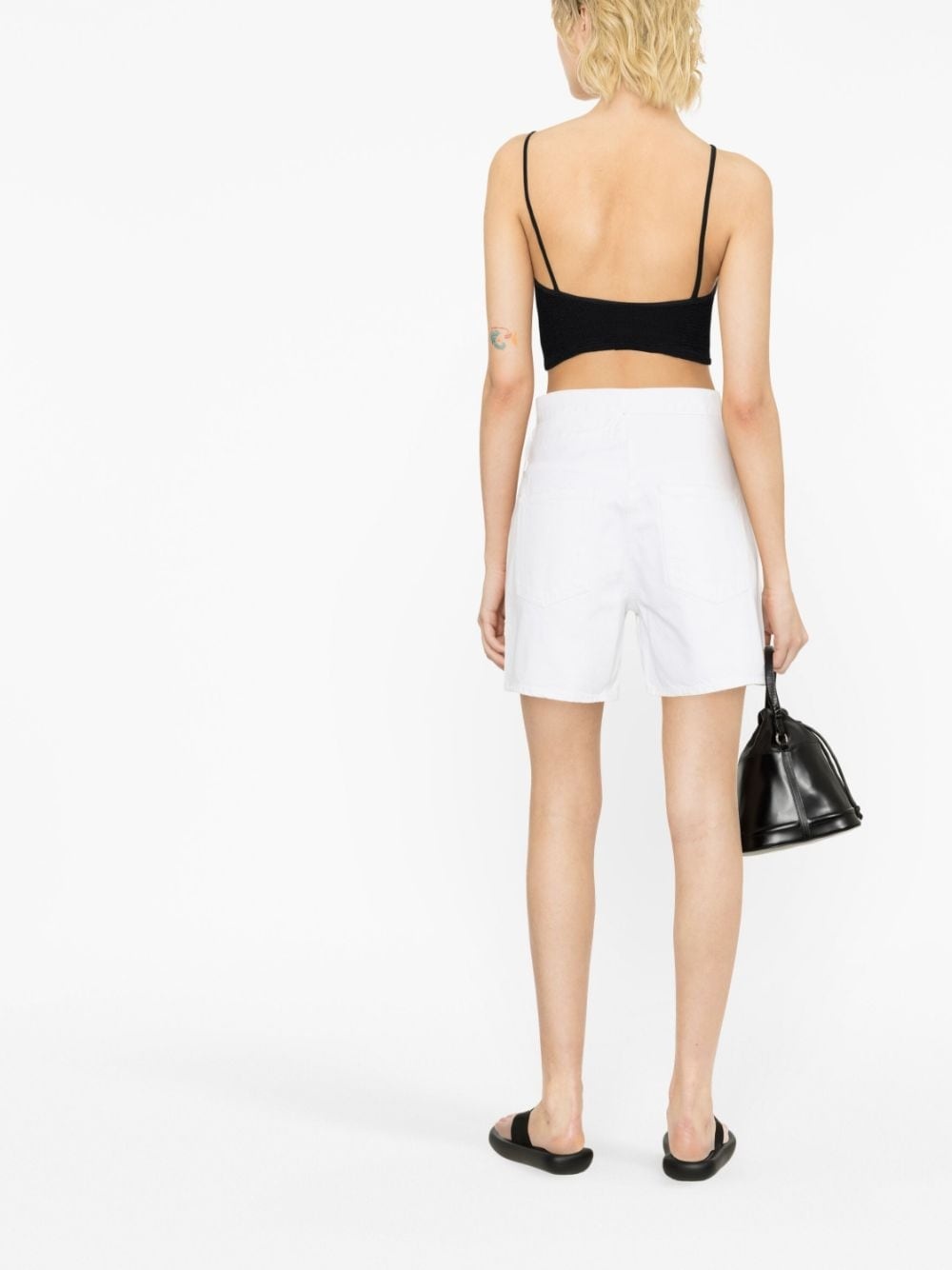 cut-out denim shorts - 4