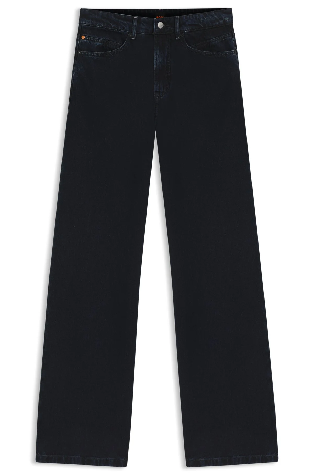 BLUE-BLACK WIDE-LEG JEANS IN RIGID DENIM - 1