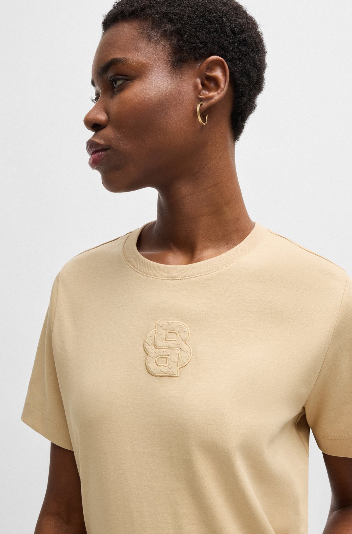 INTERLOCK-COTTON T-SHIRT WITH DOUBLE B MONOGRAM - 5