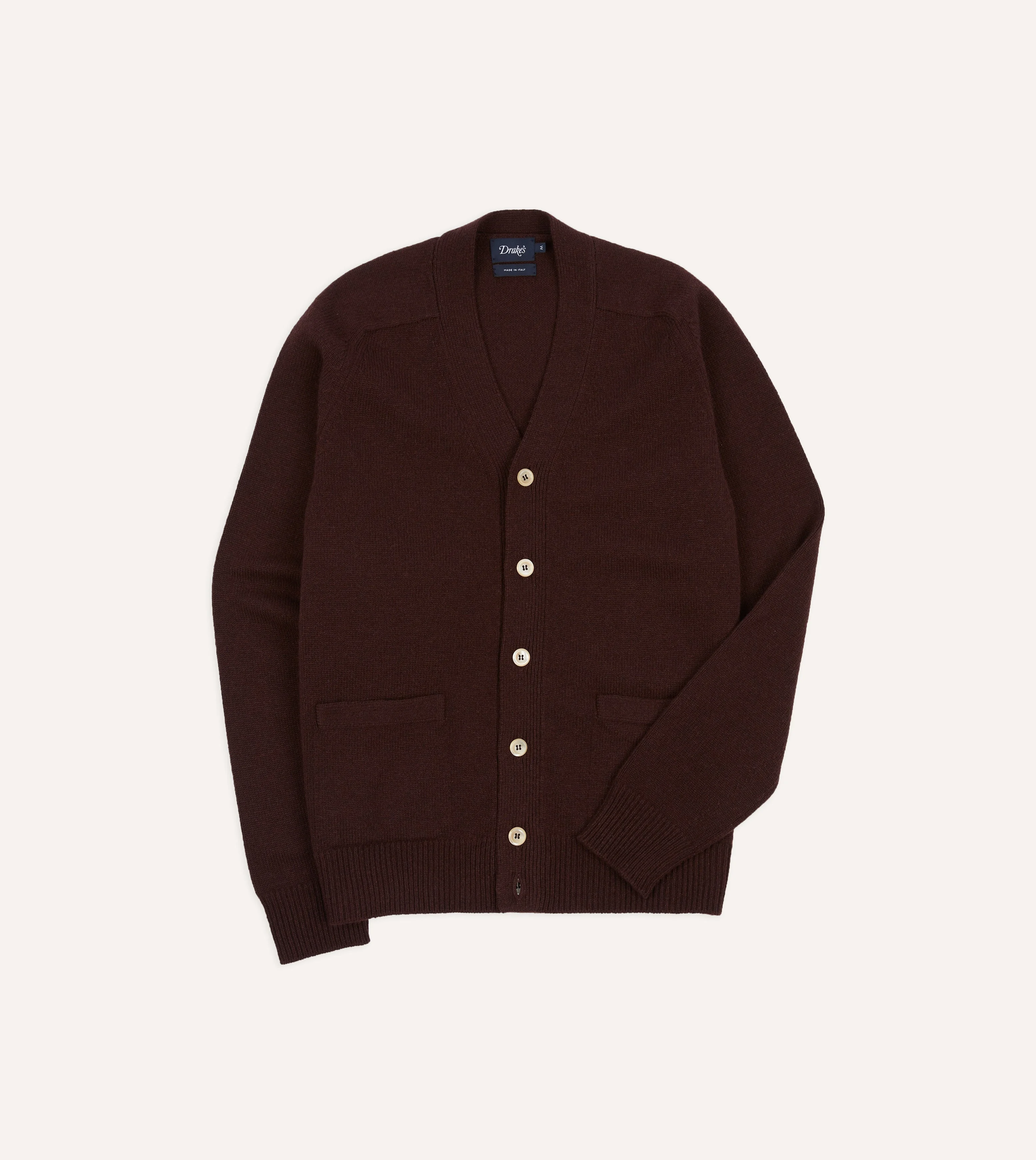 Dark Brown Lambswool 6 Button Cardigan - 1