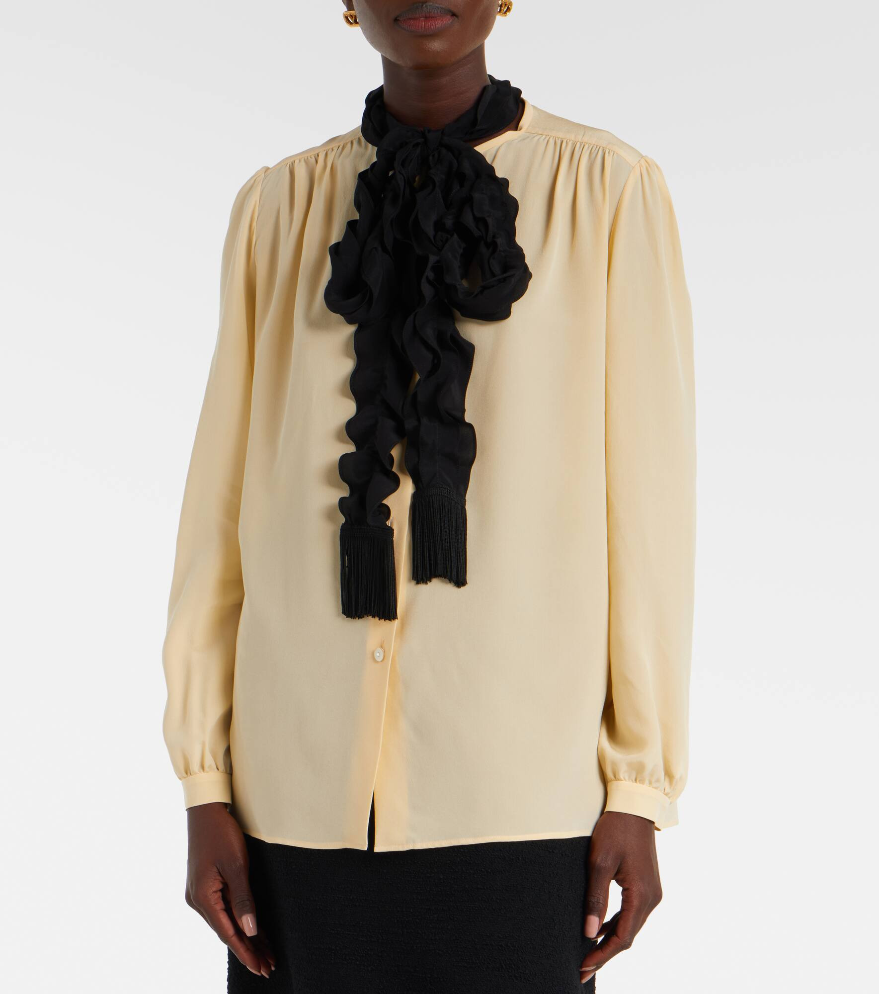 Ruffled silk crêpe de chine blouse - 6