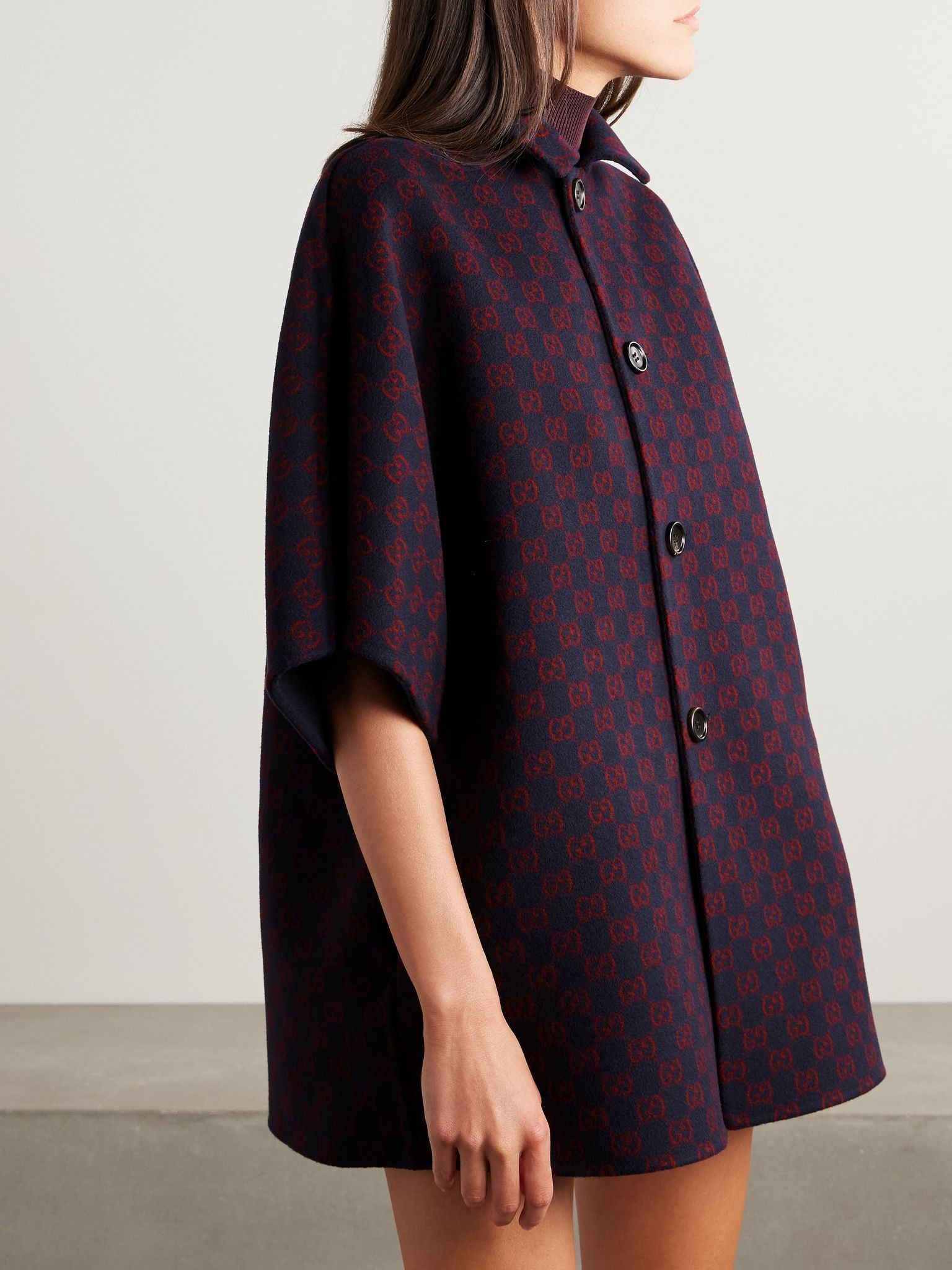 Reversible printed wool and silk-blend felt jacket Blue - 6