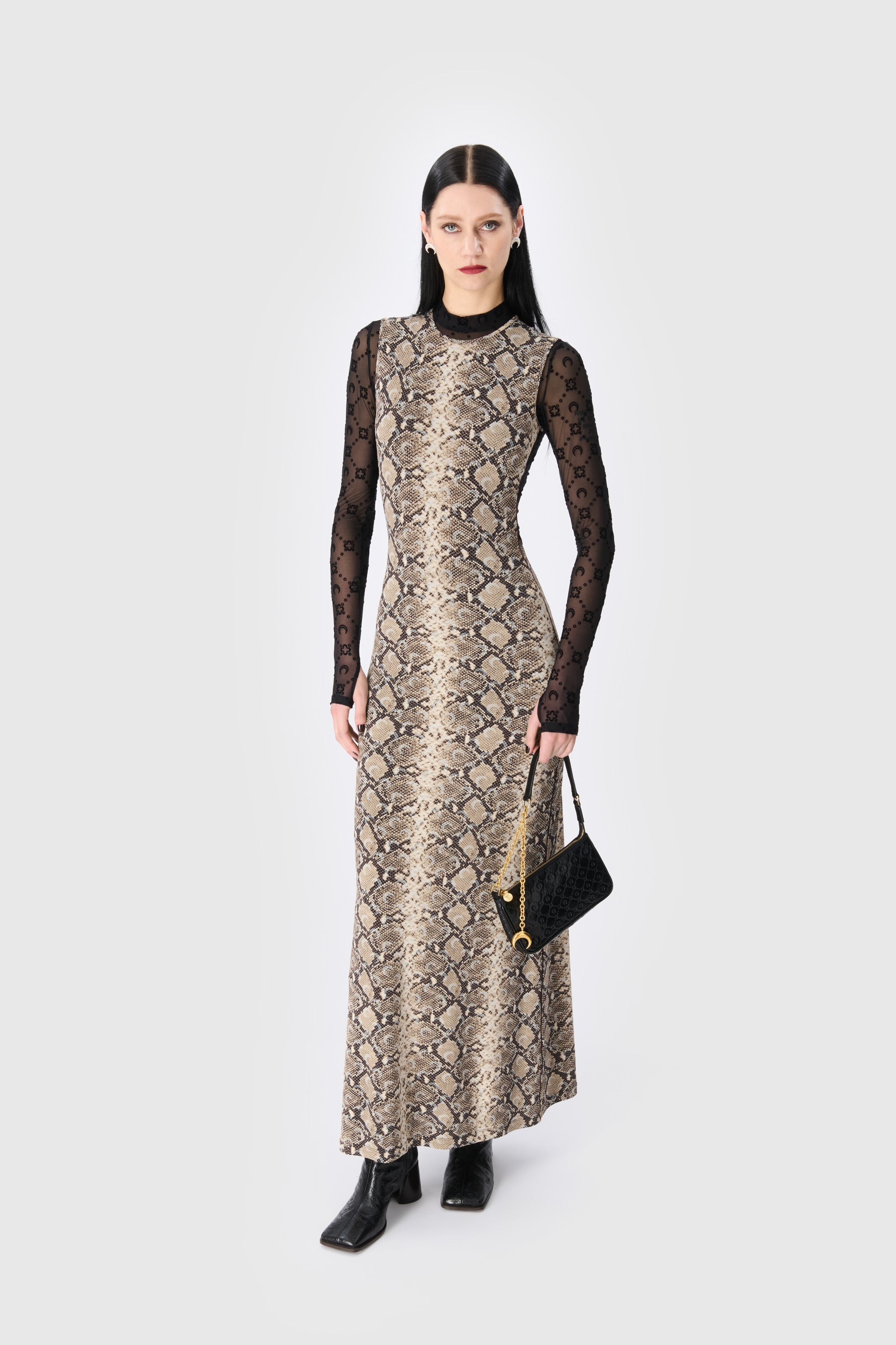 Python Printed Draped Jersey Tank Dress - 1