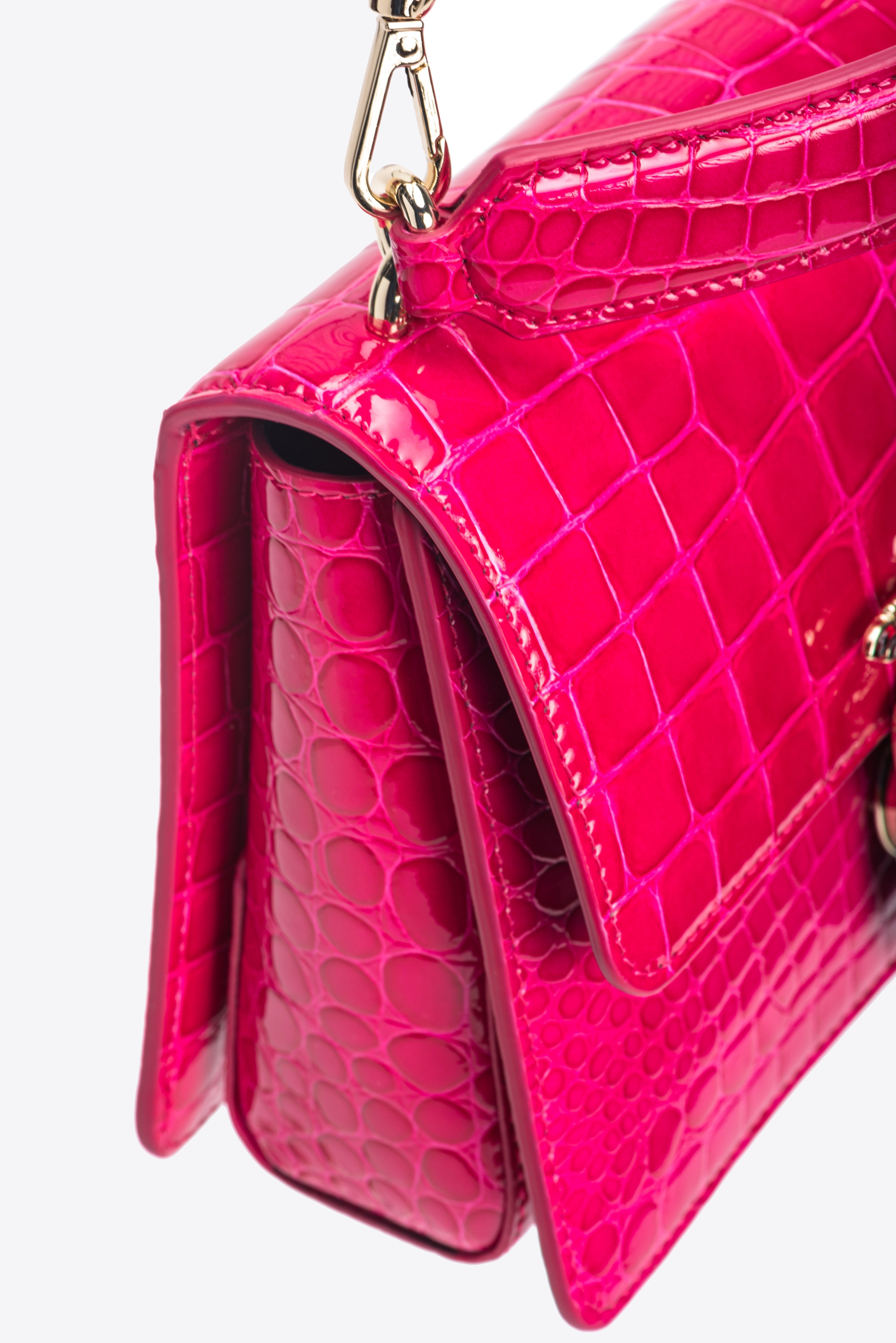 PINKO GALLERIA MINI LOVE BAG ONE TOP HANDLE LIGHT IN SHINY CROC-PRINT LEATHER - 6