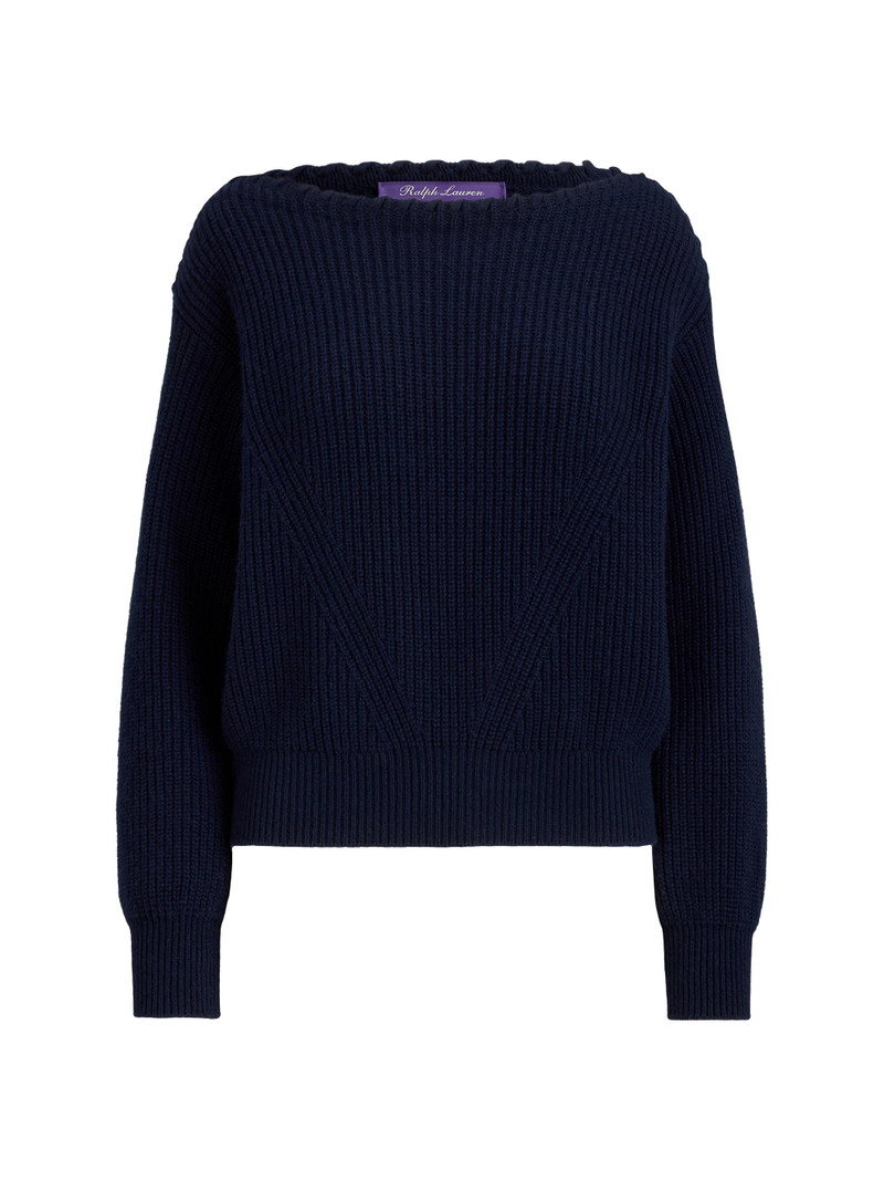 Women's Boatneck Rib-Knit Cashmere Sweater - Icon Navy 1