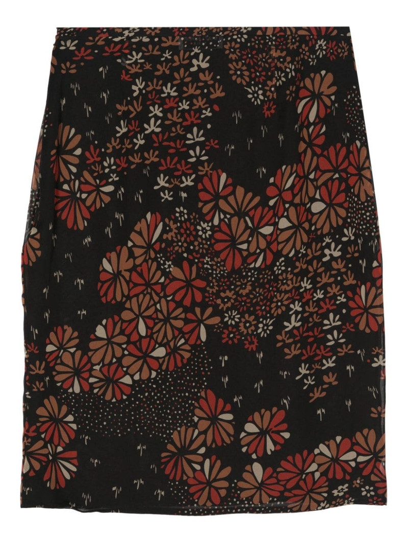 SAINT LAURENT floral-print silk midi skirt outlook