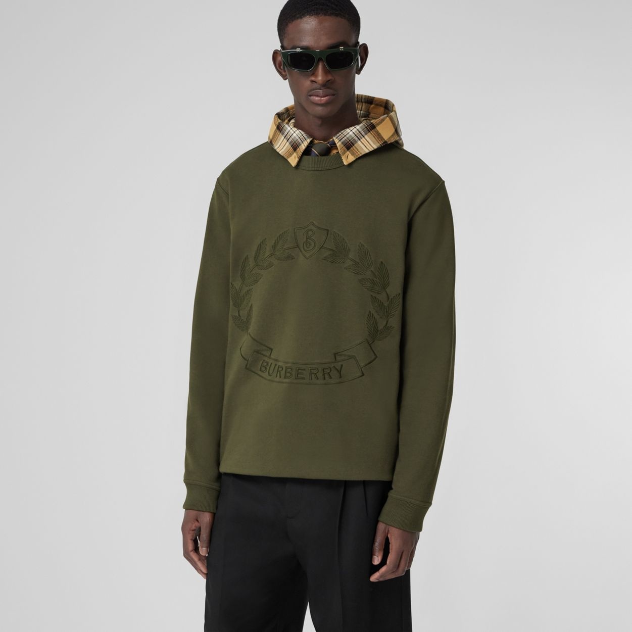 Embroidered Oak Leaf Crest Cotton Sweatshirt - 6