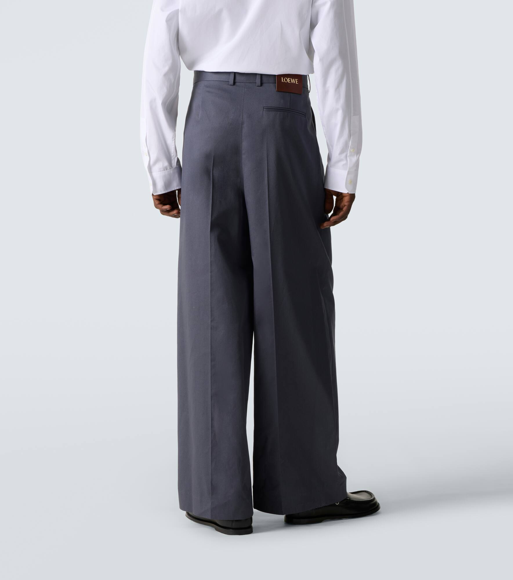 Pleated cotton wide-leg pants - 4
