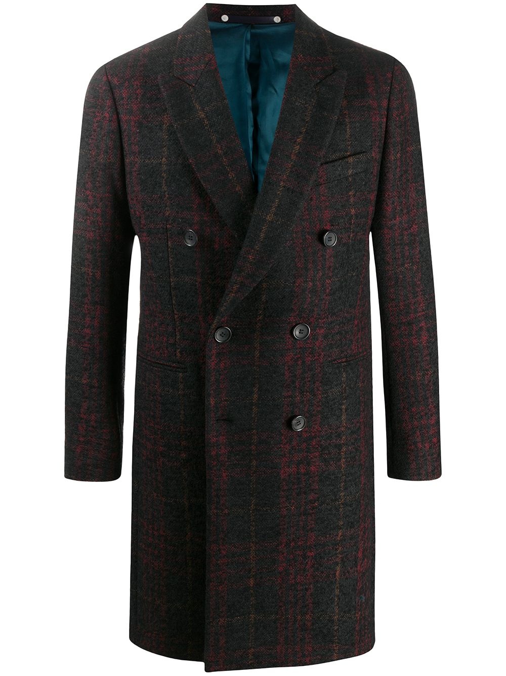 wool-mix check coat - 1