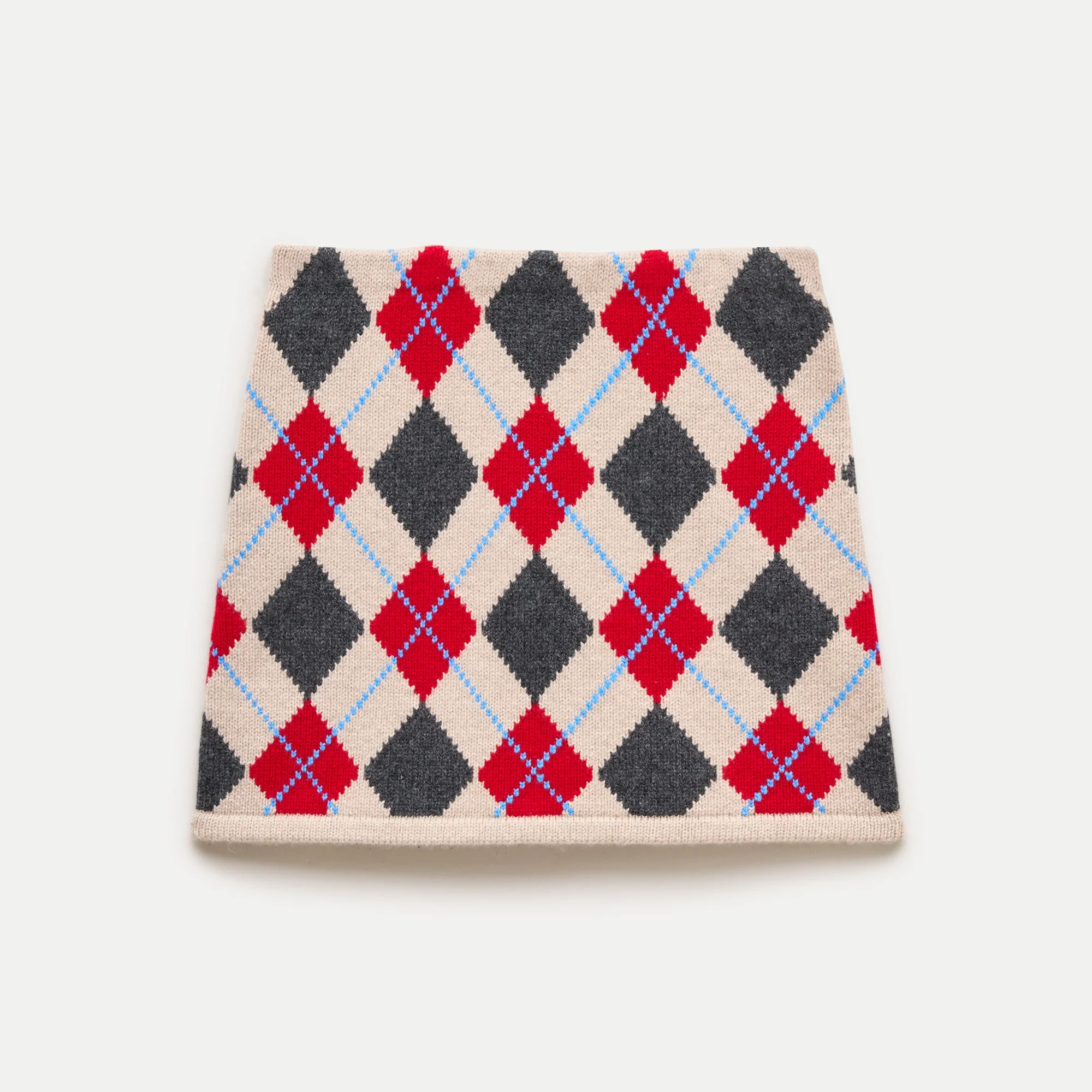 Mini knit sweater-skirt in argyle wool - 1