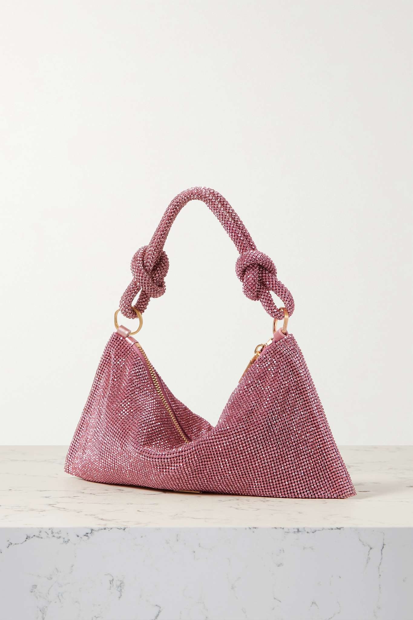 Hera Nano crystal-embellished knotted satin shoulder bag - 3