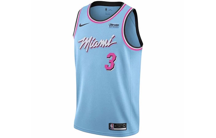 Nike NBA SW 19-20 Miami Heat Dwyane Wade 3 ViceWave City Edition Swingman Jersey Blue AV4650-425 - 3