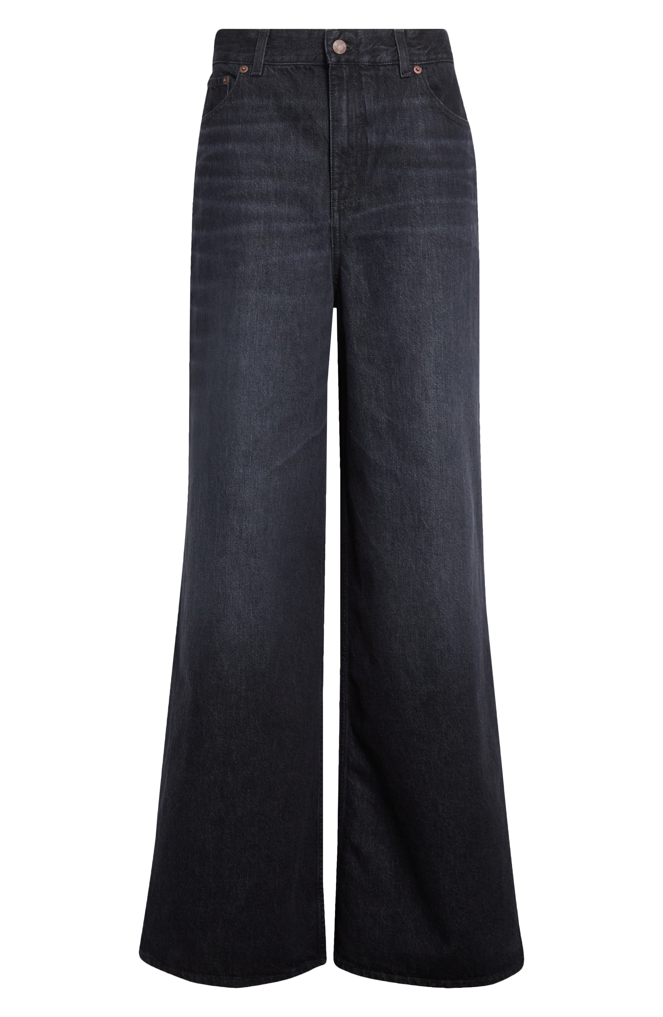 Chloé High Waist Wide Leg Jeans in Onyx Black at Nordstrom - 6