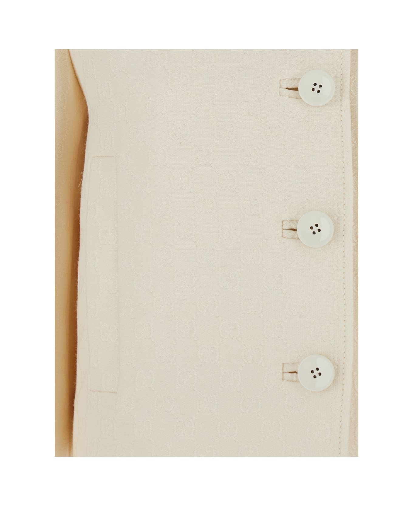 White Jacket With Notched Revers In Gg Canvas Woman - 3