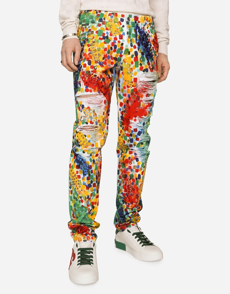 Printed regular-fit jeans with rips 4