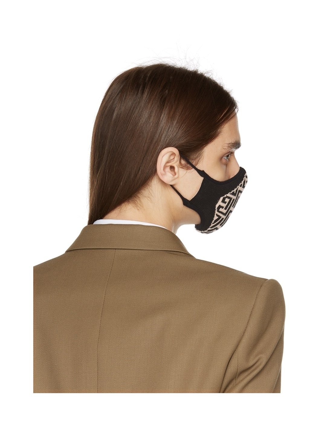Black & Off-White Logo Face Mask - 3