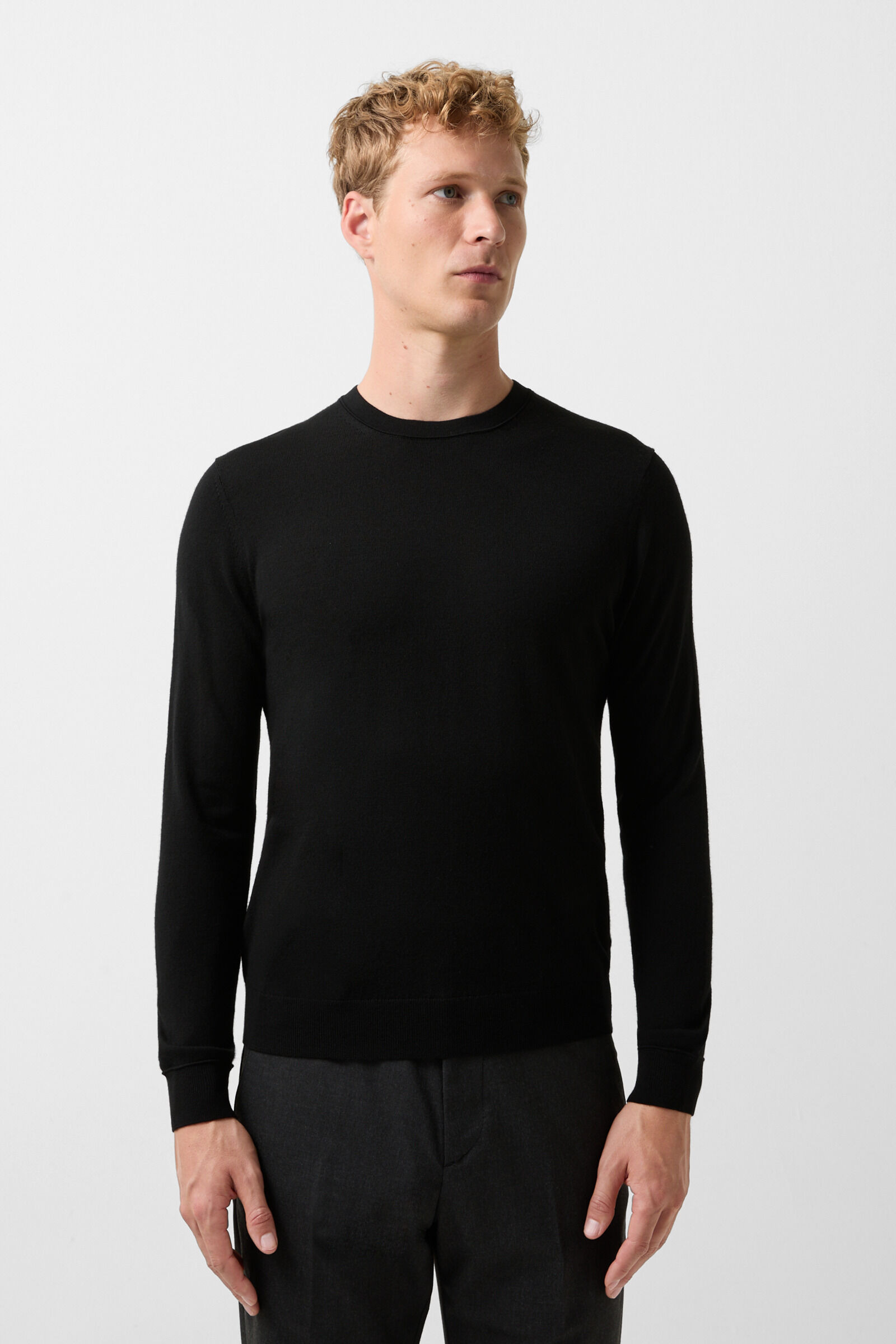 Fine knit pullover Ole in Black - 2