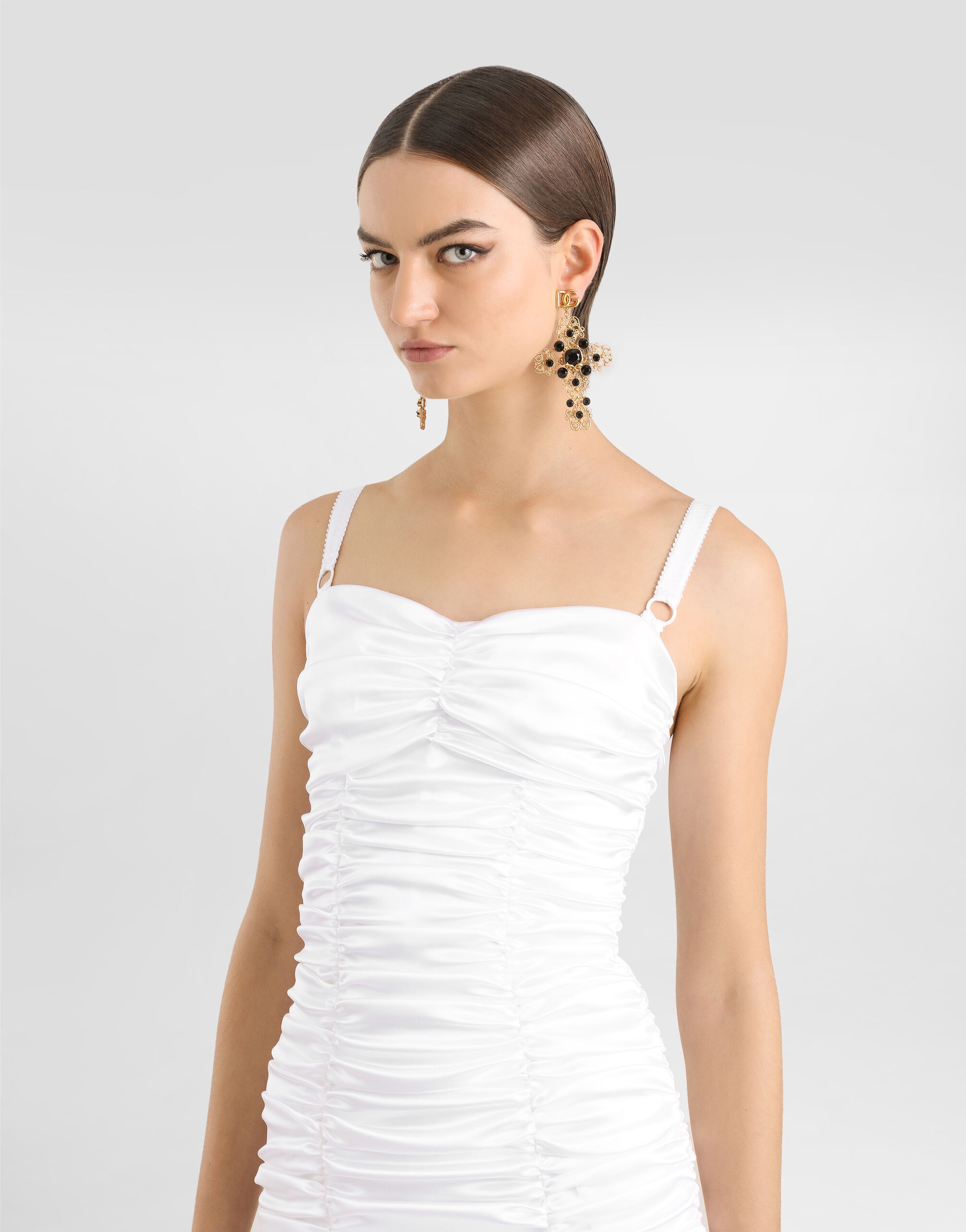 Draped satin mini dress - 7