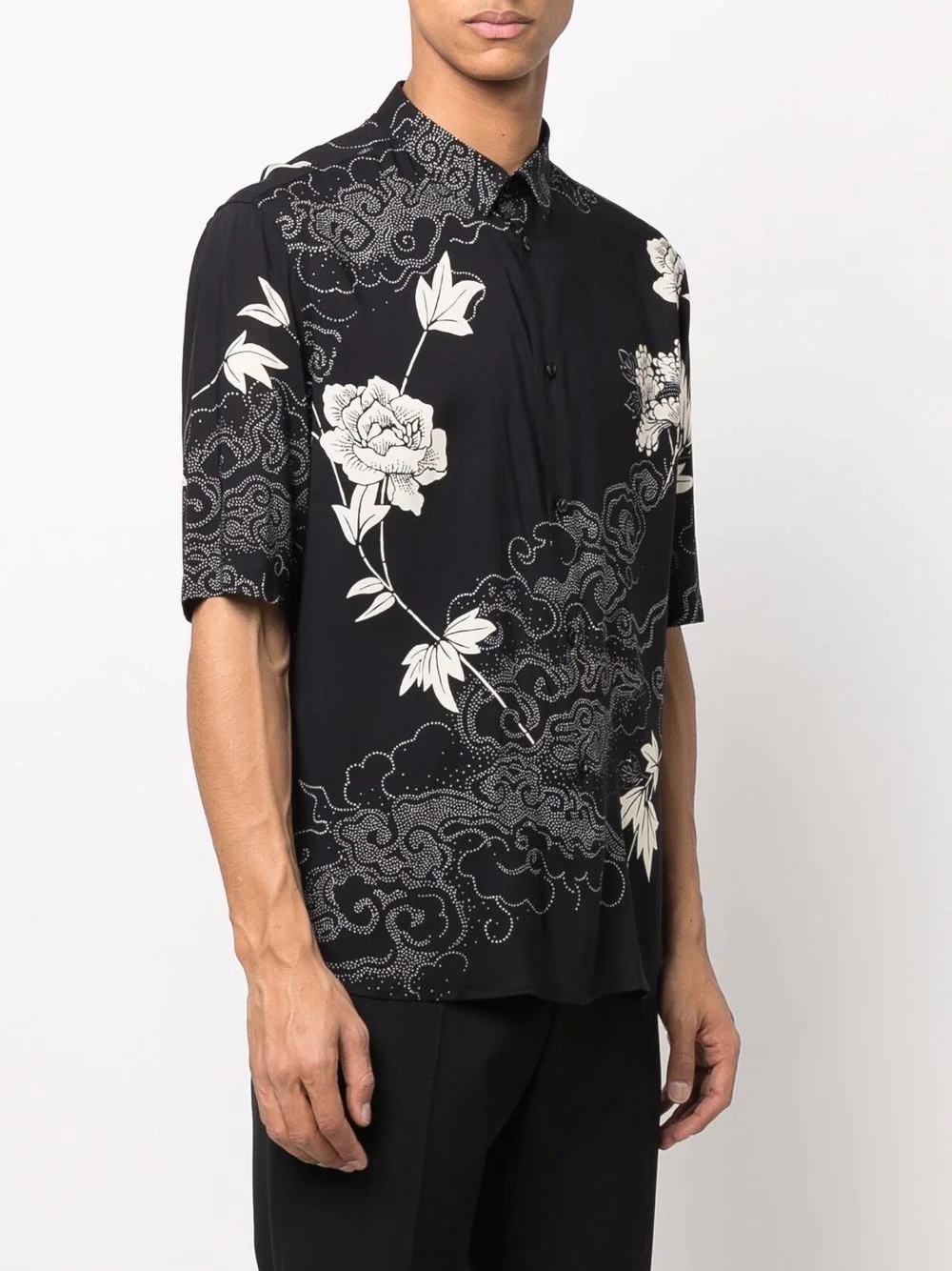 rose print short-sleeved shirt - 3