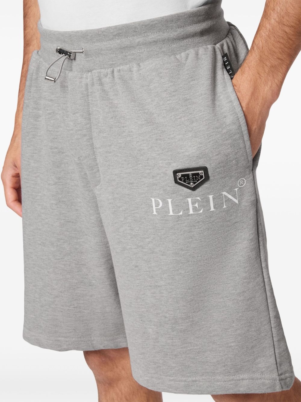 logo-plaque cotton-blend shorts - 5