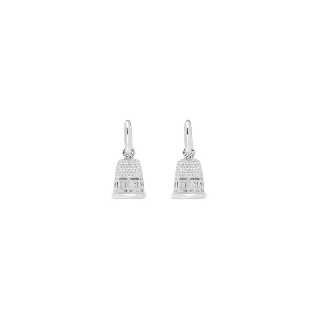 Thimble Earrings  in Silver - 1