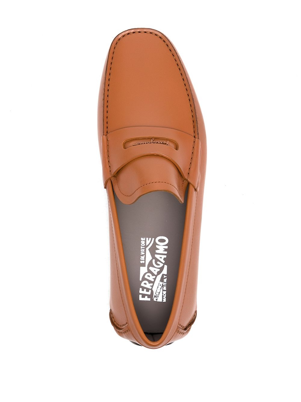 round-toe leather loafers - 4