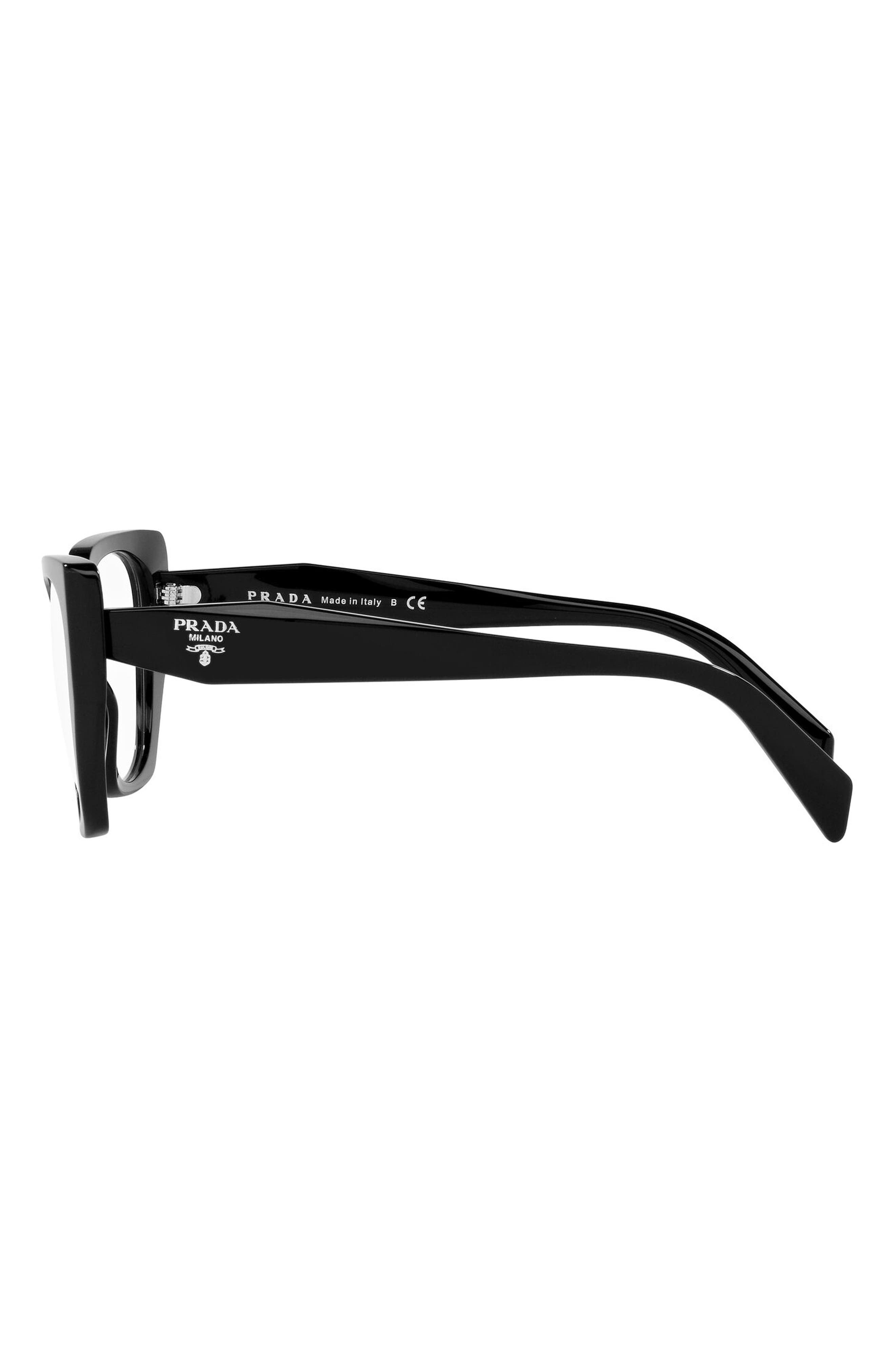 Prada 54mm Square Optical Glasses in Black at Nordstrom - 3