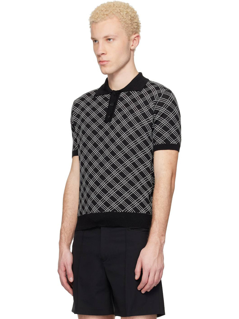 ERNEST W. BAKER Black Check Jacquard Polo outlook