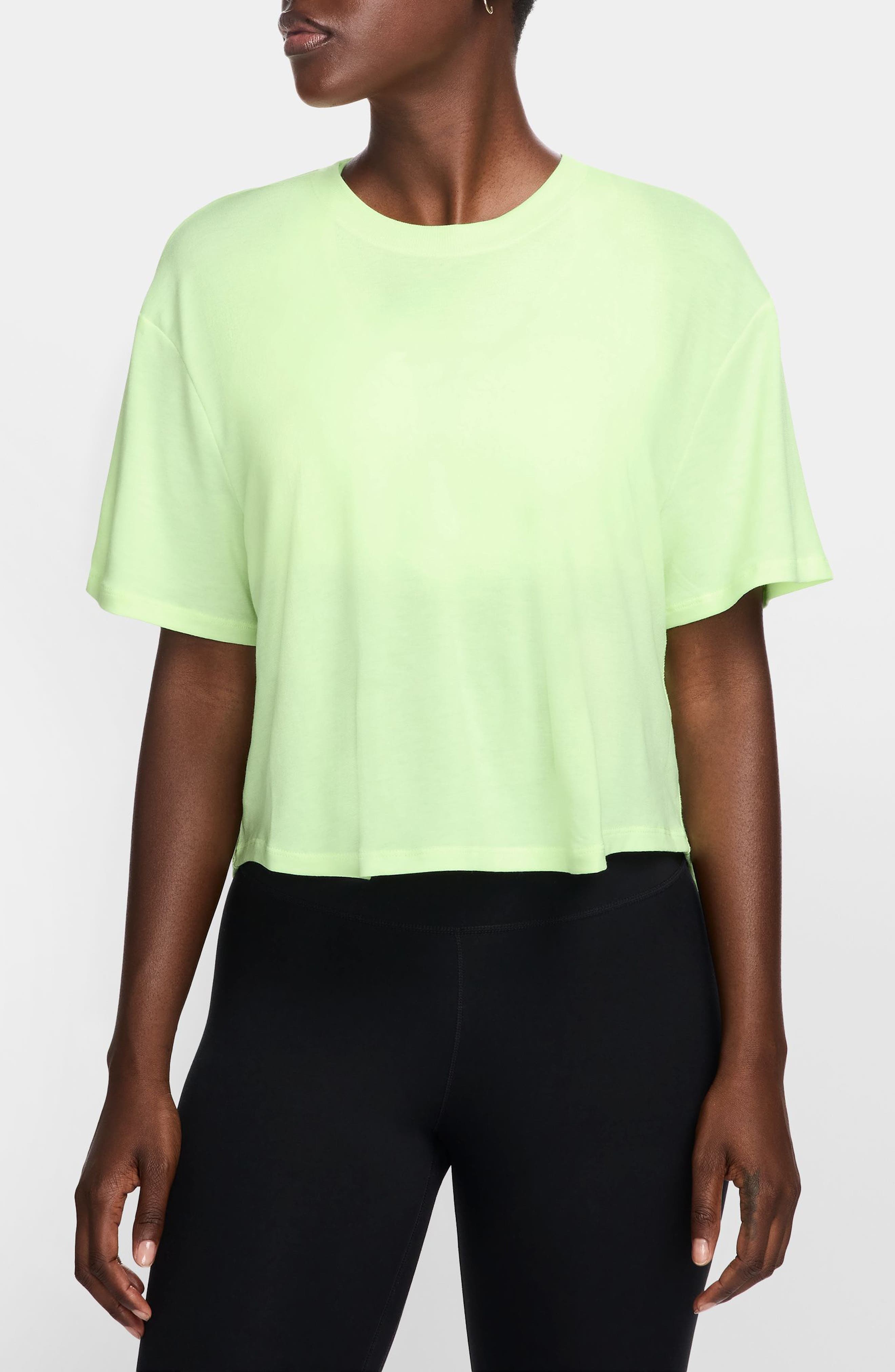 Nike One Relaxed Dri-FIT Crop Top in Barely Volt/Clear at Nordstrom - 1