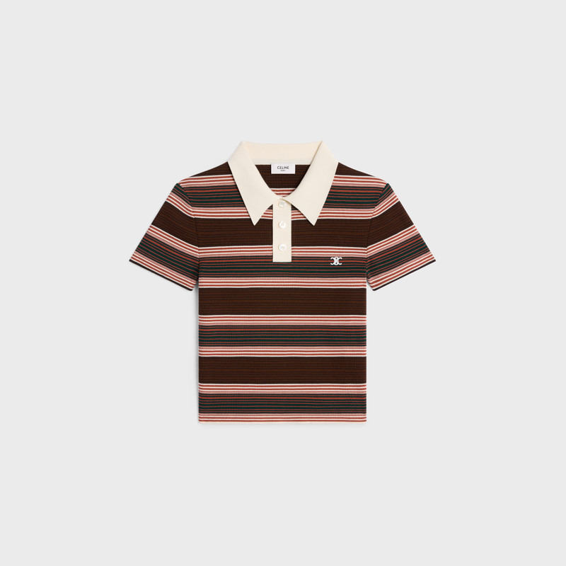 triomphe cropped polo shirt in striped cotton 1