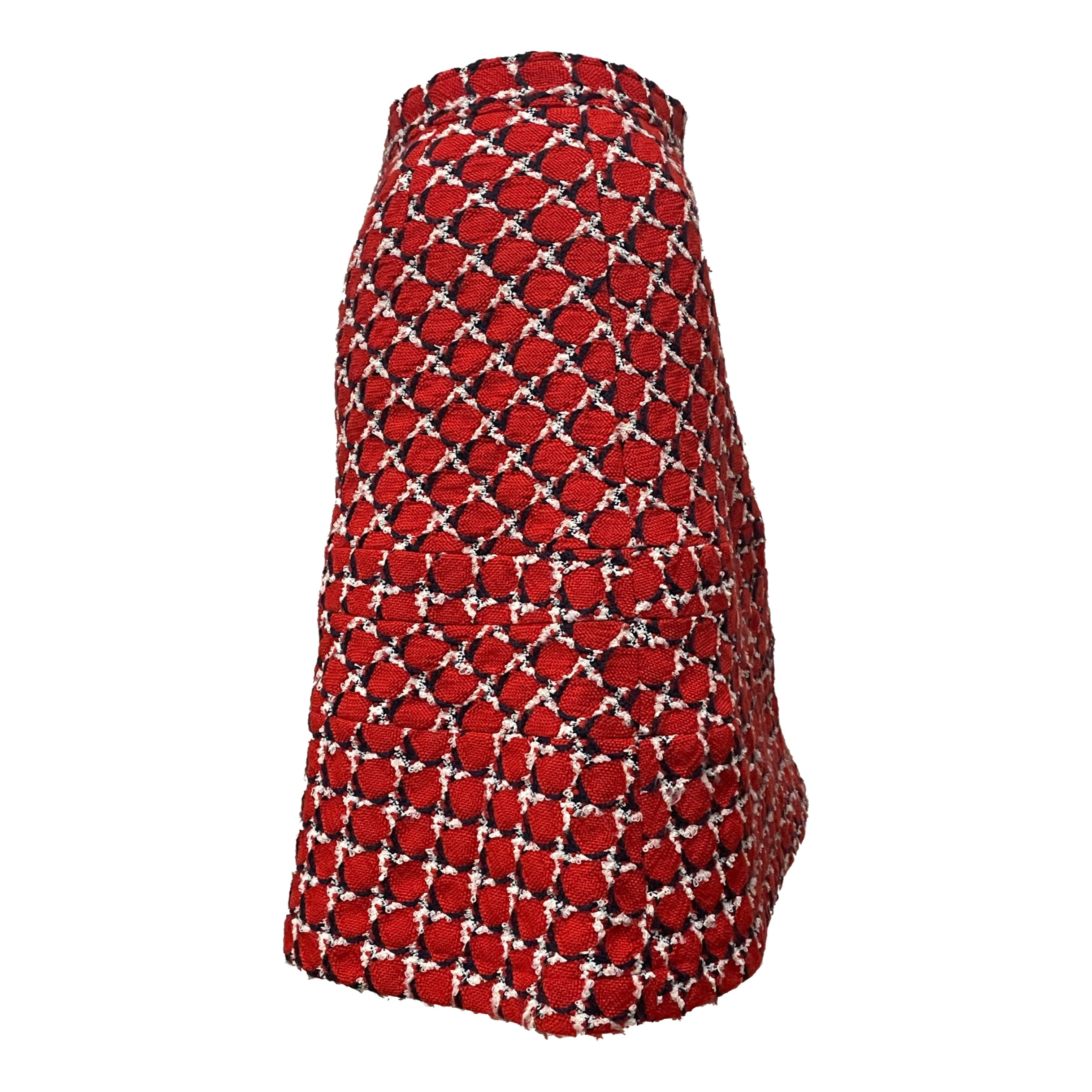 JUNYA WATANABE Fall Winter 2001 Check Tweed Knit Flared Midi Skirt - 3