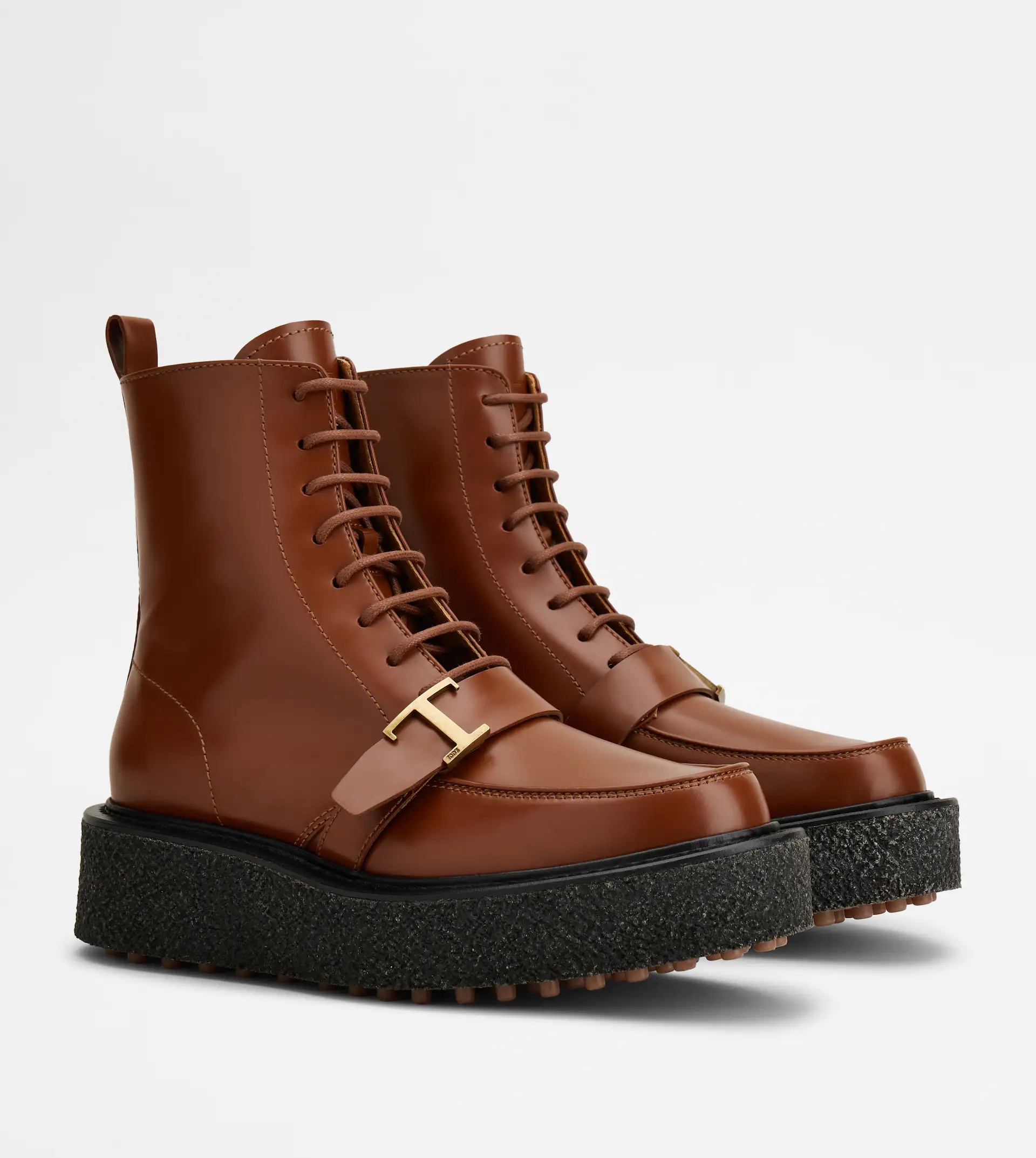 TIMELESS PLATFORM BOOTS IN LEATHER - BROWN - 3