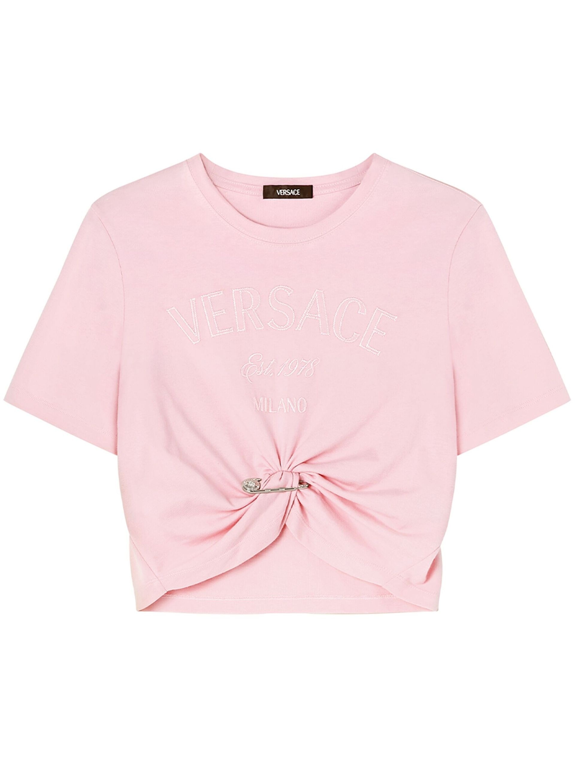Pink Versace Milano Stamp Cotton T-shirt - 1